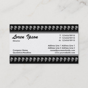 Center Band (Flower Border) - Black - On Platinum Business Card