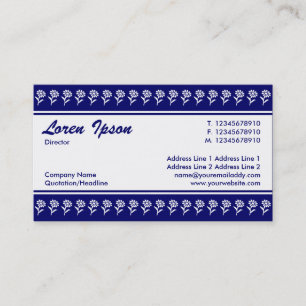Center Band (Flower Border) - Dark Blue Business Card