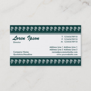 Center Band (Flower Border) - Dark Green Business Card