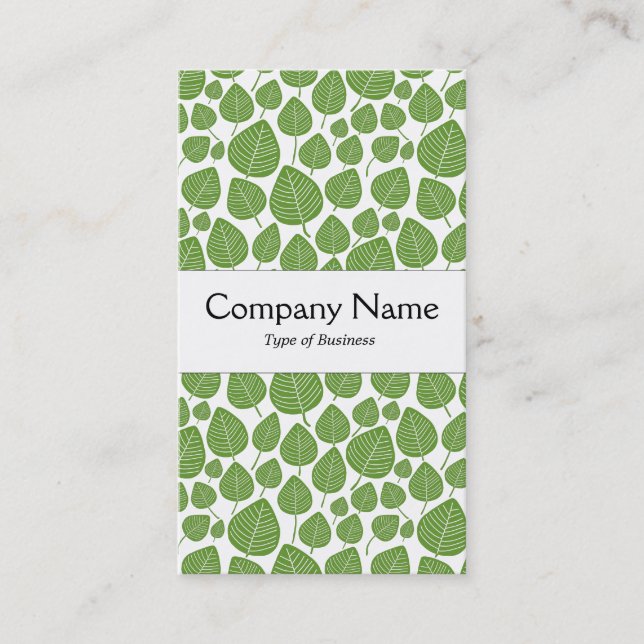 Center Band - Leaves - Avocado Green on White Business Card (Front)