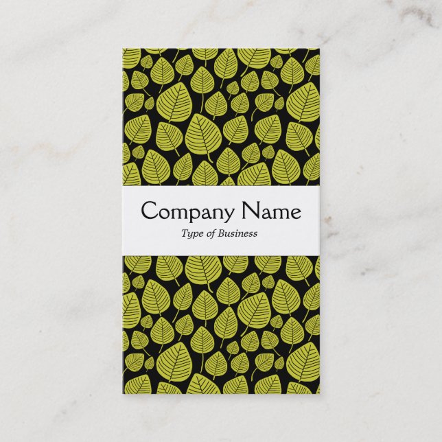 Center Band - Leaves - Banana Yellow on Black Business Card (Front)