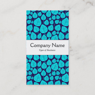 Center Band - Leaves - Cyan on Blue 150a51 Business Card