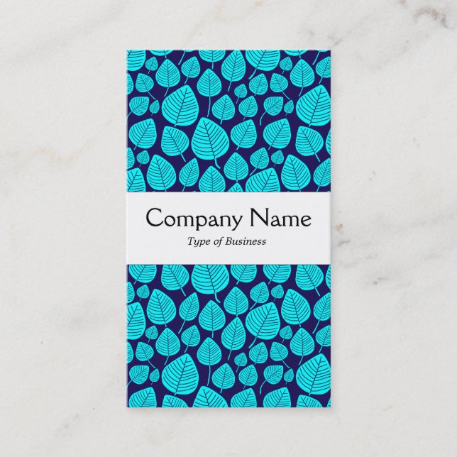 Center Band - Leaves - Cyan on Blue 150a51 Business Card (Front)