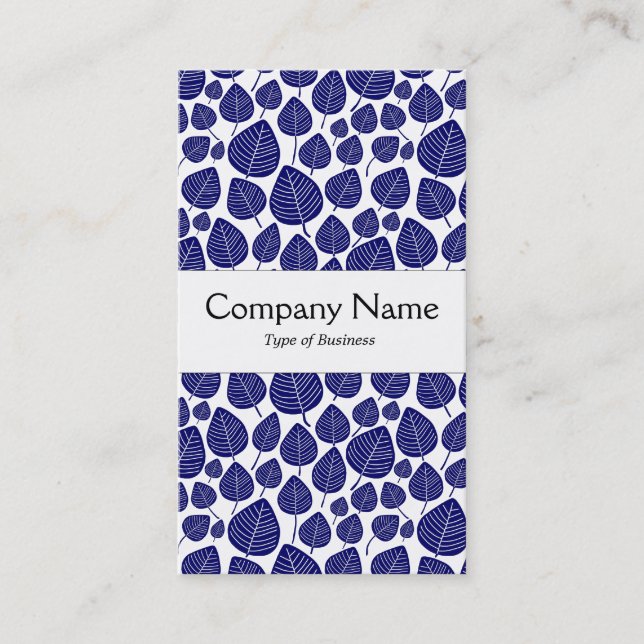 Center Band - Leaves - Deep Navy Blue on White Business Card (Front)