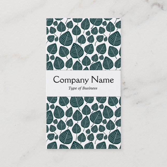Center Band - Leaves - Dk Moss Green on White Business Card (Front)