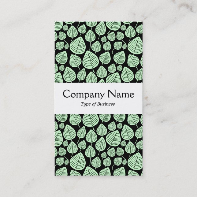 Center Band - Leaves - Ghost Green on Black Business Card (Front)