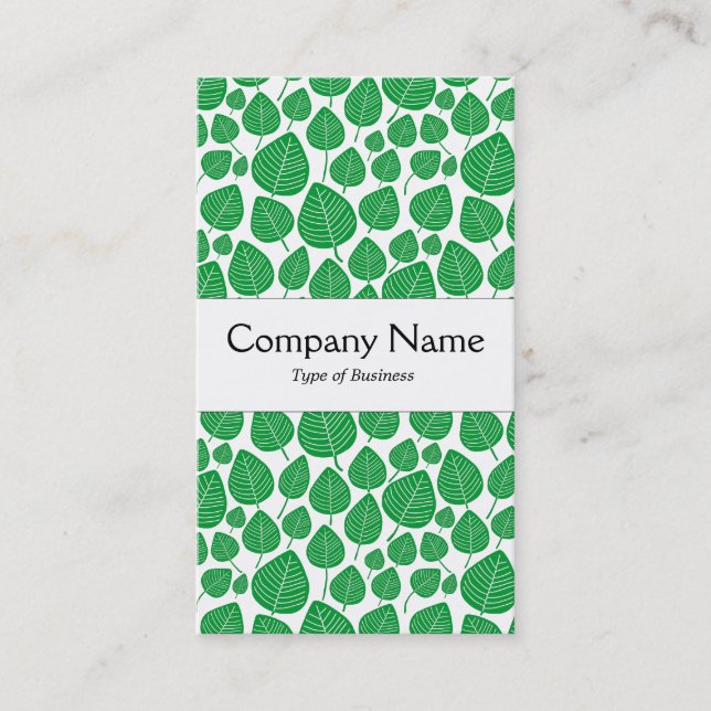 Center Band - Leaves - Grass Green on White Business Card (Front)