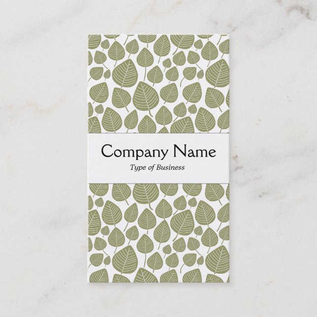 Center Band - Leaves - Khaki on White Business Card (Front)