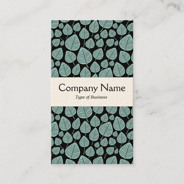 Center Band - Leaves - Lt Blue Green on Black Business Card (Front)