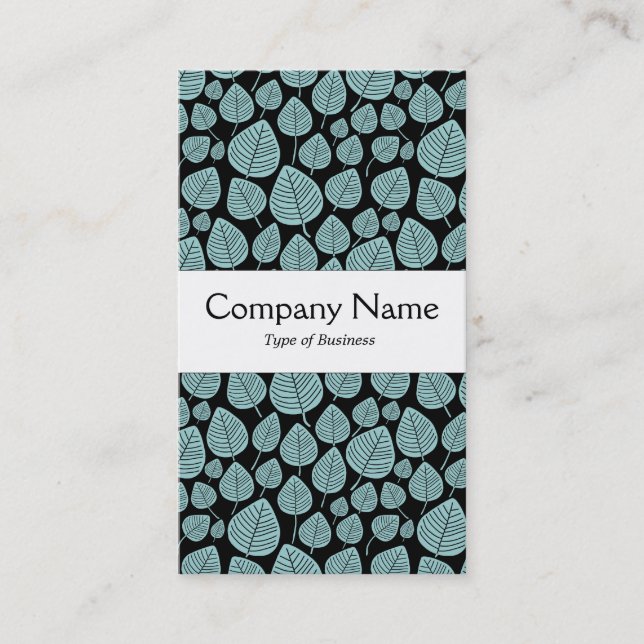 Center Band - Leaves - Lt Blue Green on Black Business Card (Front)