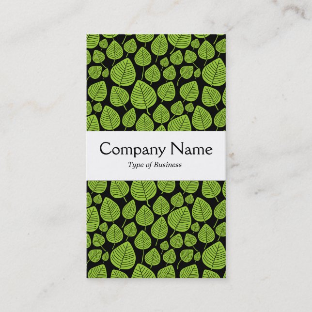Center Band - Leaves - Martian Green on Black Business Card (Front)