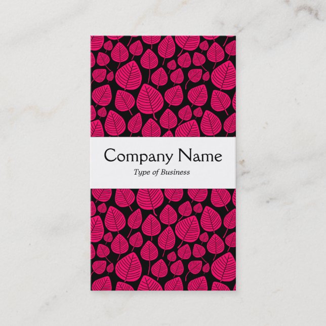 Center Band - Leaves - Neon Red on Black Business Card (Front)