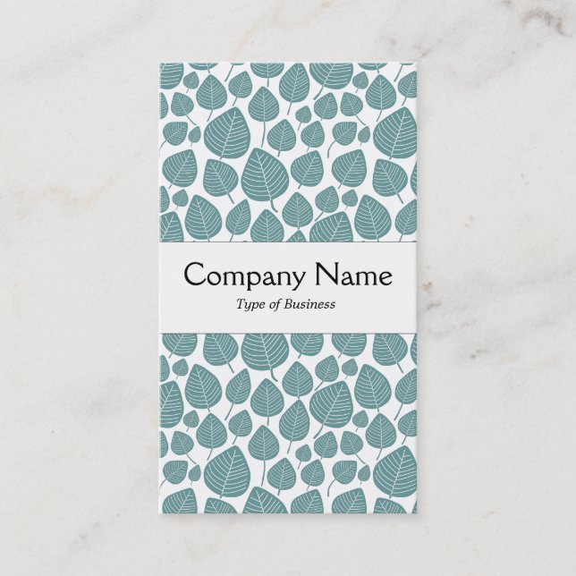 Center Band - Leaves - Ocean Green on White Business Card (Front)