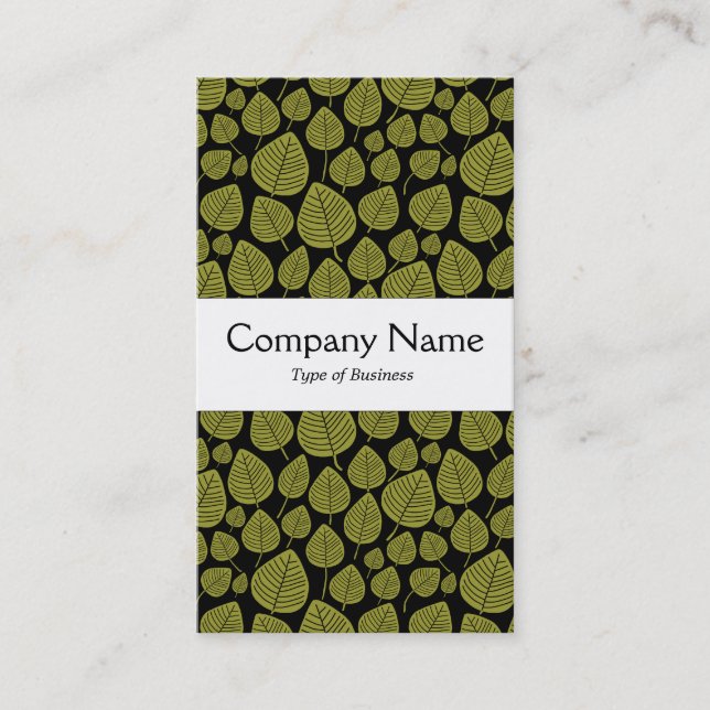 Center Band - Leaves - Olive on Black Business Card (Front)
