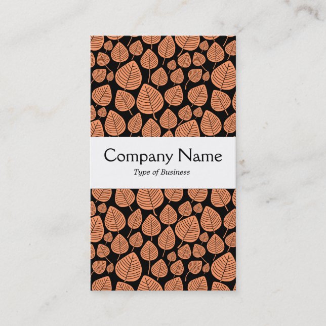 Center Band - Leaves - Peach on Black Business Card (Front)