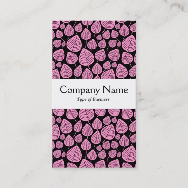 Center Band - Leaves - Pink on Black Business Card (Front)