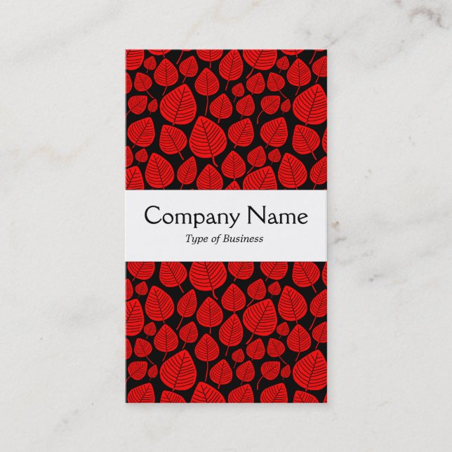 Center Band - Leaves - Red on Black Business Card (Front)