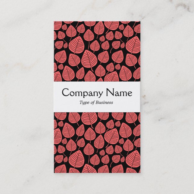 Center Band - Leaves - Tropical Pink on Black Business Card (Front)