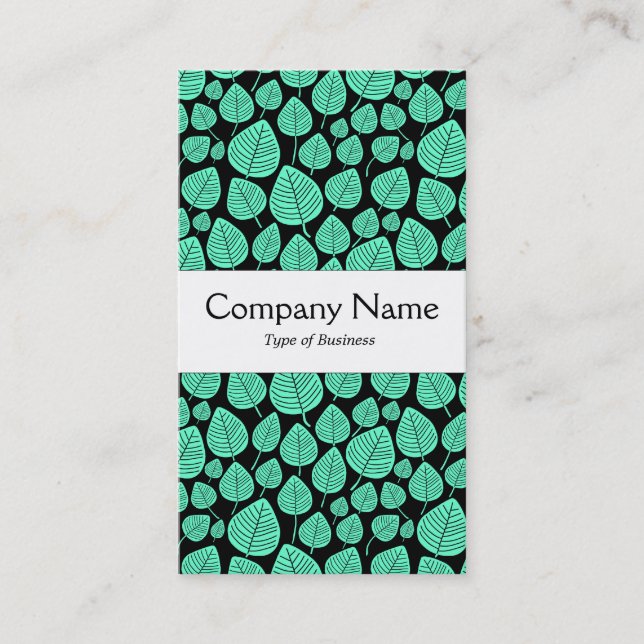 Center Band - Leaves - Turquoise on Black Business Card (Front)