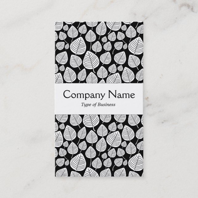 Center Band - Leaves - White on Black Business Card (Front)