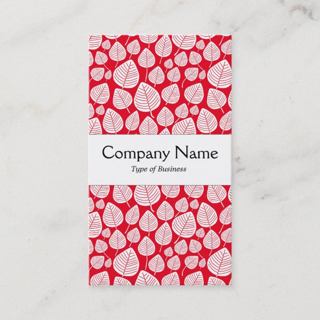 Center Band - Leaves - White on Red e6001c Business Card (Front)