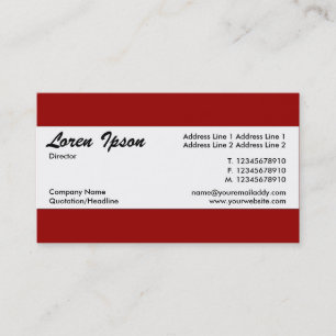 Center Band - Maroon (990000) Business Card