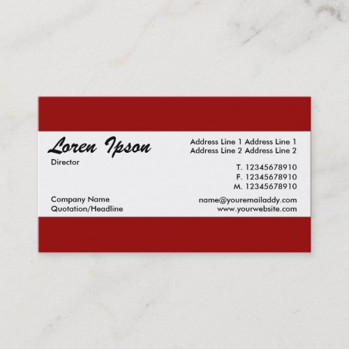 Center Band _ Maroon 990000 Business Card