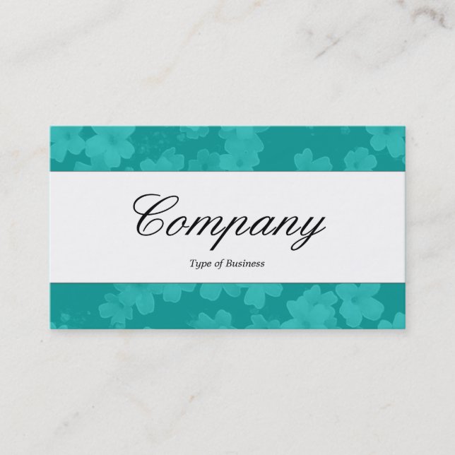 Center Band - Script - Flowers - Aqua Blue Business Card (Front)