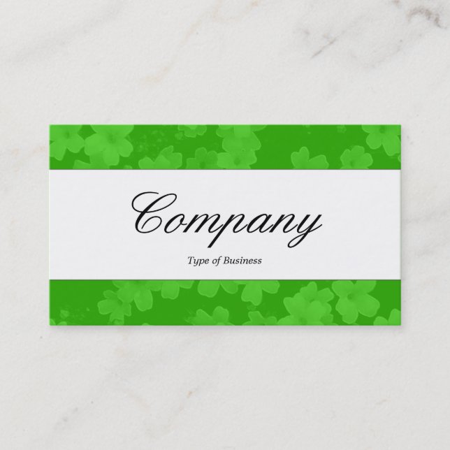 Center Band - Script - Flowers - Green (33CC00) Business Card (Front)