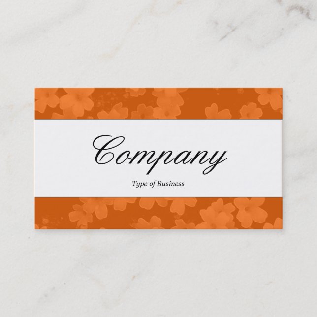 Center Band - Script - Flowers - Orange Business Card (Front)