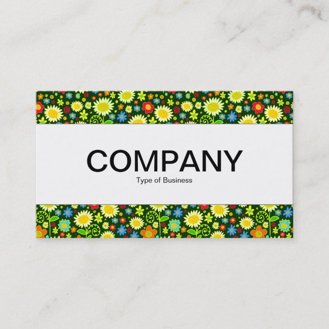 Center Band  - Spring Flowers - Dk Green Business Card (Front)