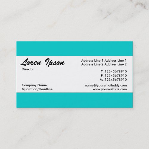 Center Band _ Turquoise 00CCCC Business Card