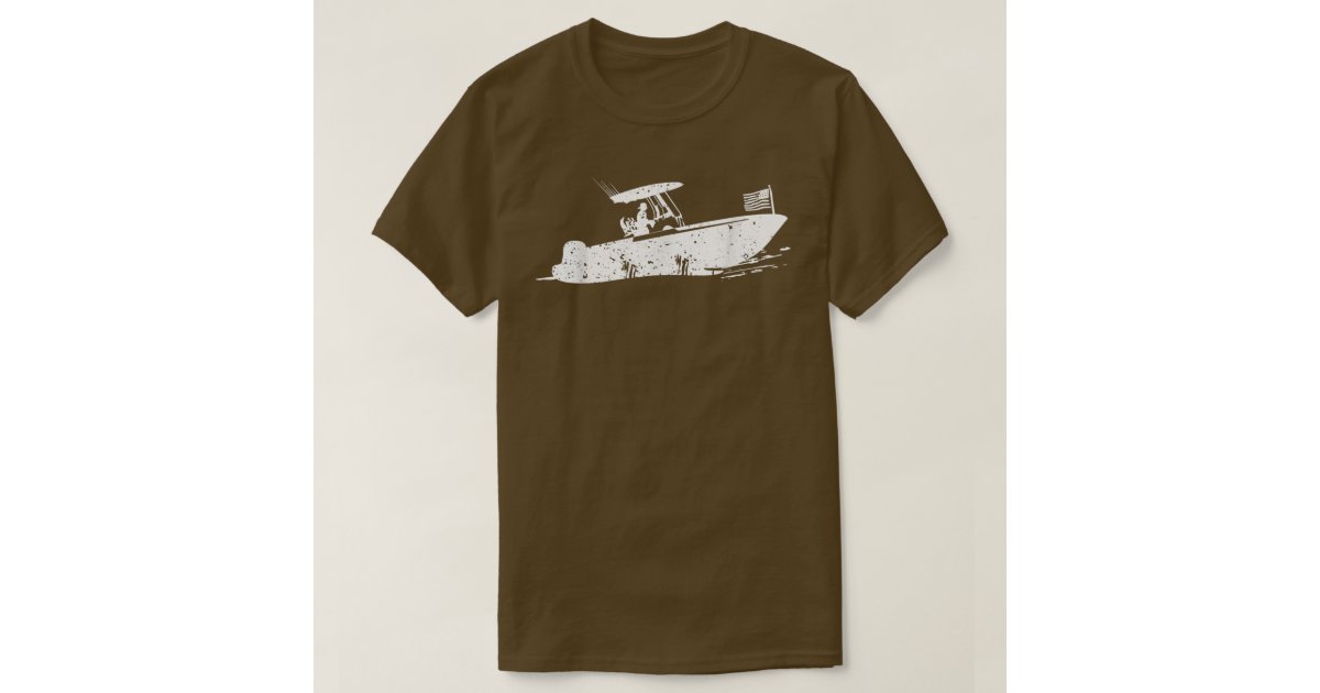 Center Console Boat, American Flag, Motorboat, Fis T-Shirt