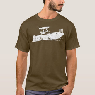 Center Console Boat, American Flag, Motorboat, Fis T-Shirt