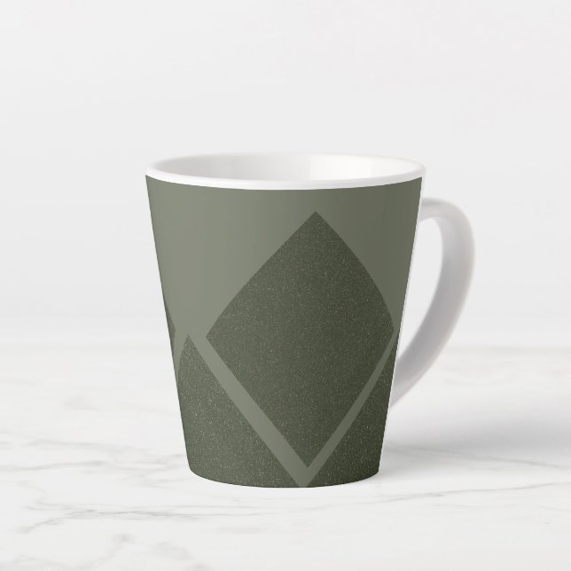 Center Diamond Moss Green Latte Mug – Custom (Right Angle)