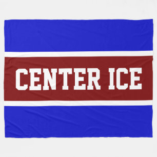 CENTER ICE Deep Red Royal Blue White Stripes Fleece Blanket