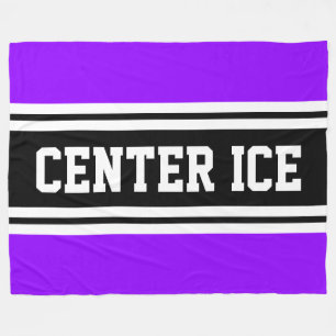 CENTER ICE Fun Purple Black White Racing Stripes Fleece Blanket