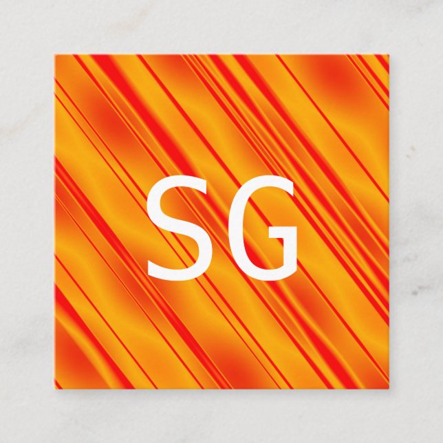 Center Initials - Square - Diagonal Orange Business Card (Front)