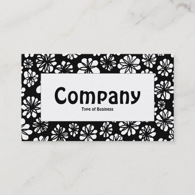 Center Label - B&W Floral Business Card (Front)