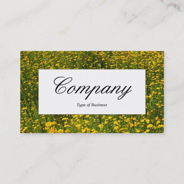 Center Label - Bed of Yellow Daisies Business Card (Front)
