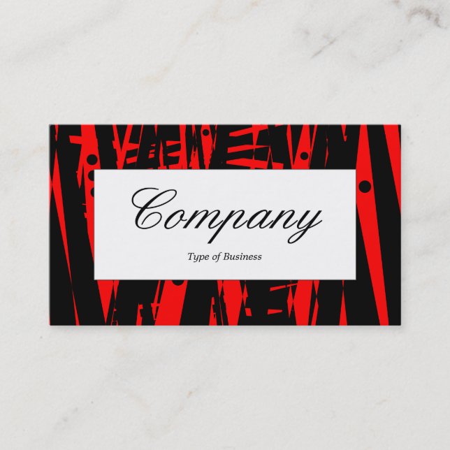 Center Label - Black and Red Abstract Business Card (Front)
