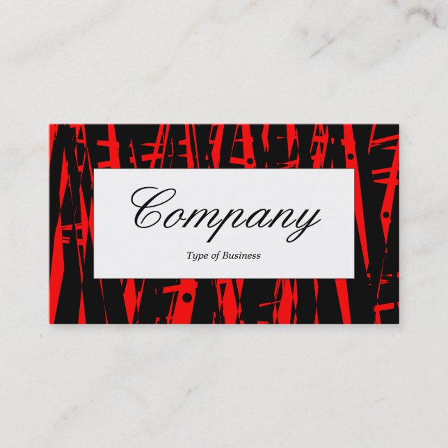 Center Label - Black and Red Abstract II Business Card (Front)