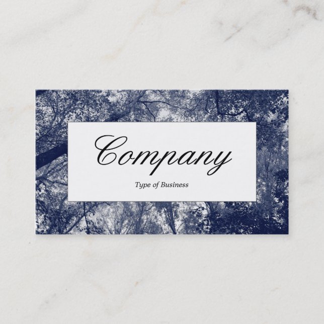 Center Label - Blue Autumn Business Card (Front)