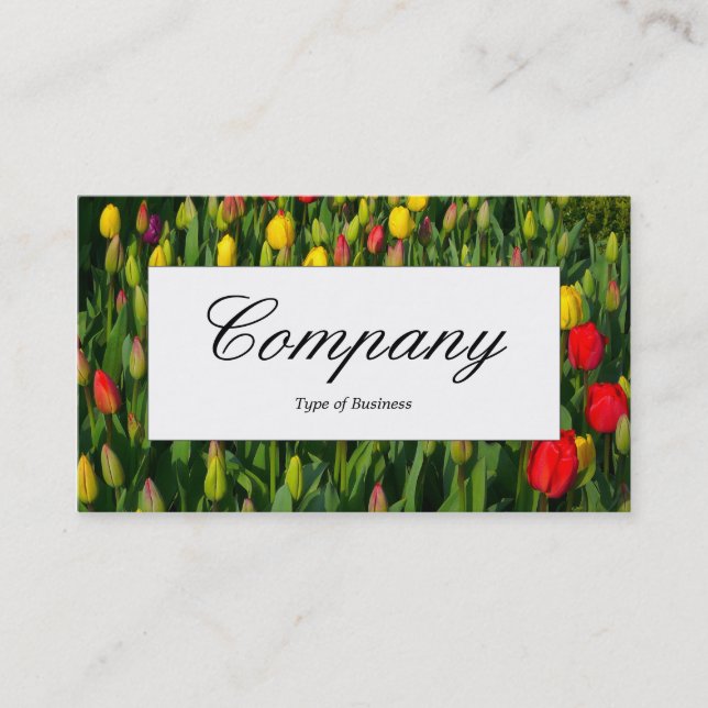Center Label - Colorful Tulips Business Card (Front)