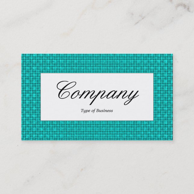 Center Label - Cyan Fabric Texture Business Card (Front)