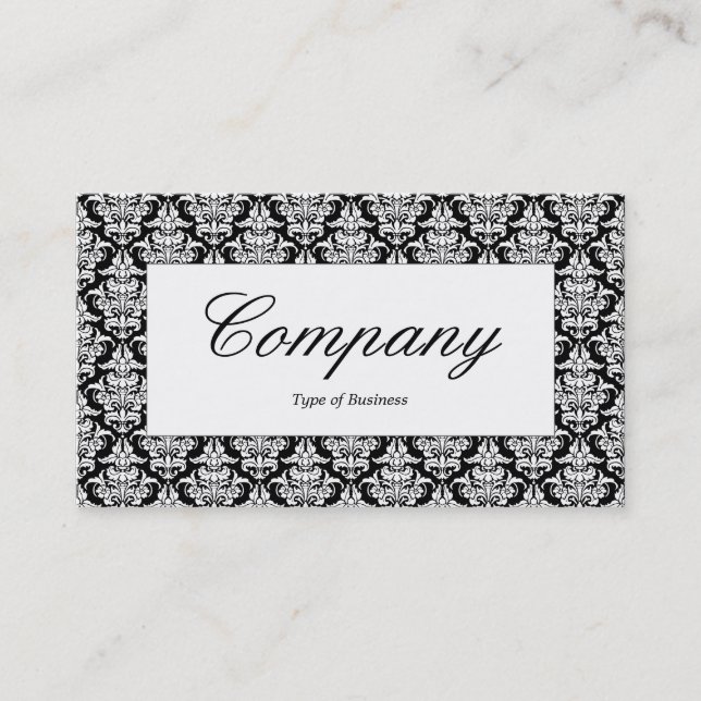 Center Label - Damask Pattern Business Card (Front)