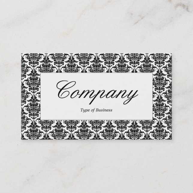 Center Label - Damask Pattern Business Card (Front)