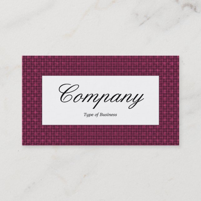 Center Label - Dark Crimson Fabric Texture Business Card (Front)