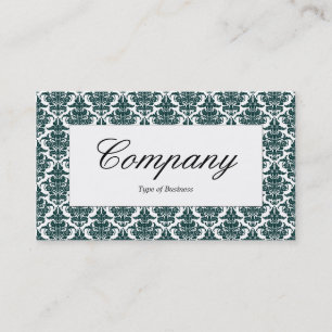 Center Label - Dark Green Damask Business Card