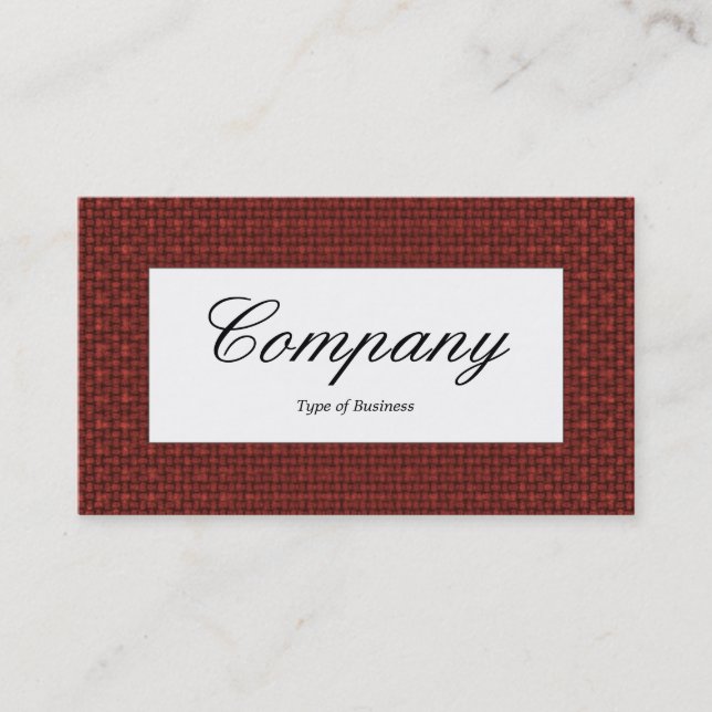 Center Label - Dark Red Fabric Texture Business Card (Front)